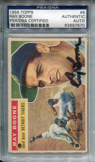 Ray Boone Autographed 1956 Topps Card (PSA)