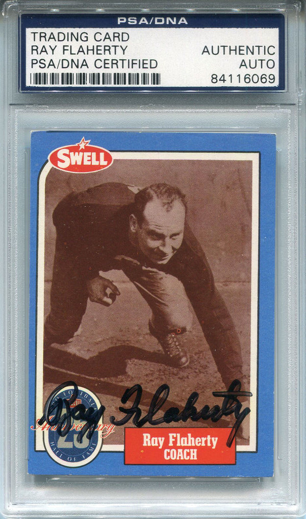 Ray Flaherty Autographed 1988 Swell Card (PSA)