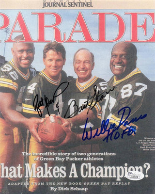 Bart Starr Brett Favre Willie Davis Signed 8x10 Photo JSA COA 