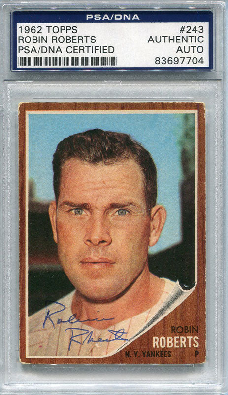 Robin Roberts Autographed 1962 Topps Card (PSA)