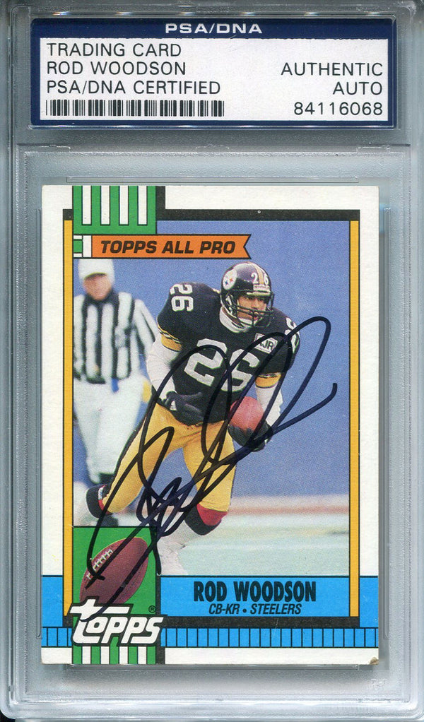 Rod Woodson Autographed 1990 Topps Card (PSA)