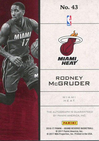 Rodney McGruder Autographed 2016-17 Panini Grand Reserve Rookie Card Back