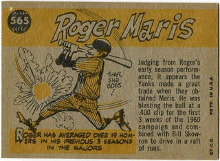Roger Maris 1960 Topps Card Back