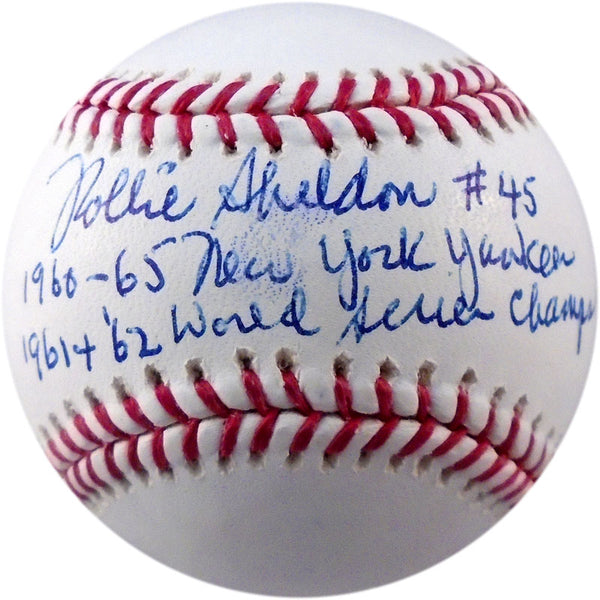Rollie Sheldon Autographed Multi Inscribed Baseball (JSA)