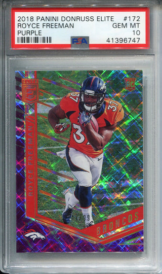 Royce Freeman 2018 Panini Donruss Elite Rookie Card (PSA)