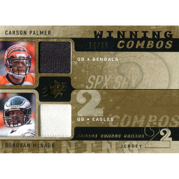 Carson Palmer & Donovan McNabb Unsigned 2009 Upper Deck SpX Jersey Card