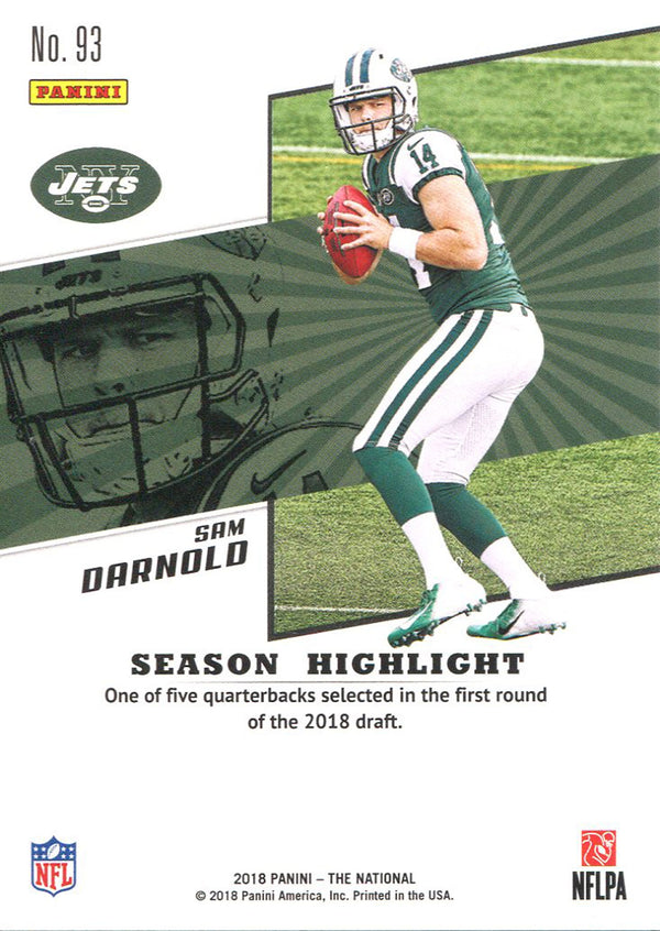 Sam Darnold 2018 Panini The National Rookie Card Back