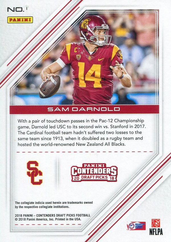 Sam Darnold 2018 Panini Playoff Contenders Rookie Card Back