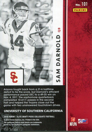 Sam Darnold 2018 Panini Elite Draft Picks Rookie Card Back