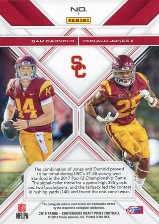 Sam Darnold & Ronald Jones II 2018 Panini Playoff Contenders Rookie Card Bacl