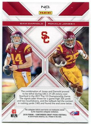 Sam Darnold & Ronald Jones II 2018 Panini Contenders Rookie Card Back