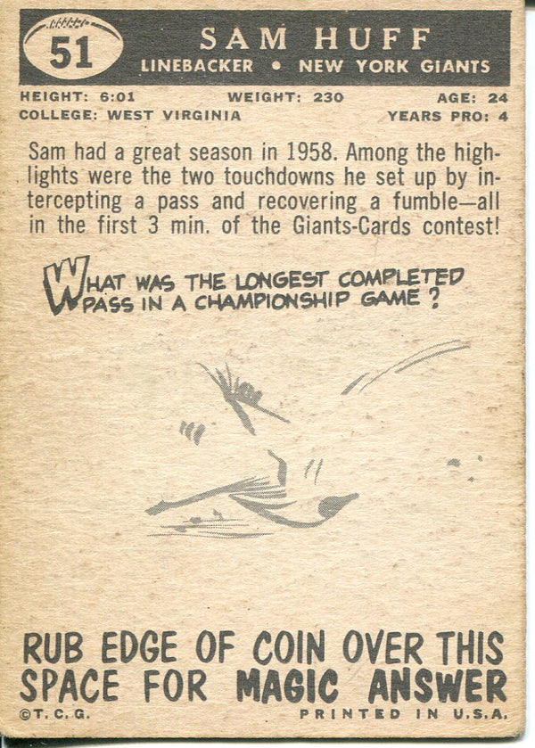 Sam Huff 1965 Philadelphia Card #51