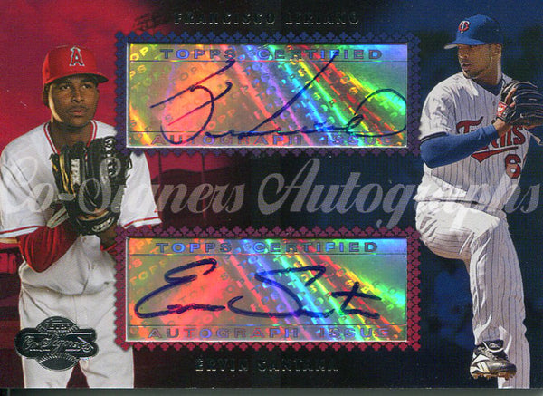 Francisco Liriano and Ervin Santana Autographed 2006 Topps Card Front