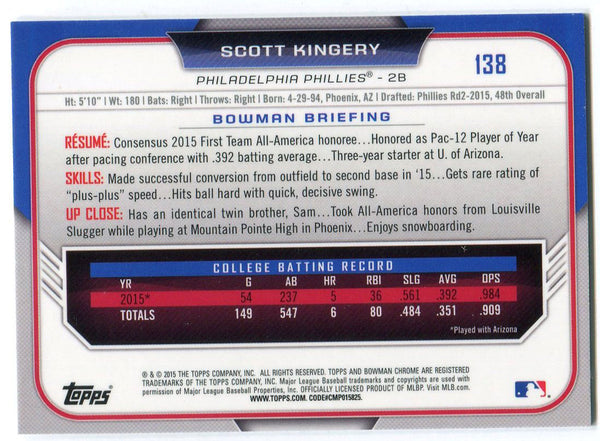 Scott Kingery 2015 Bowman Chrome Rookie Card