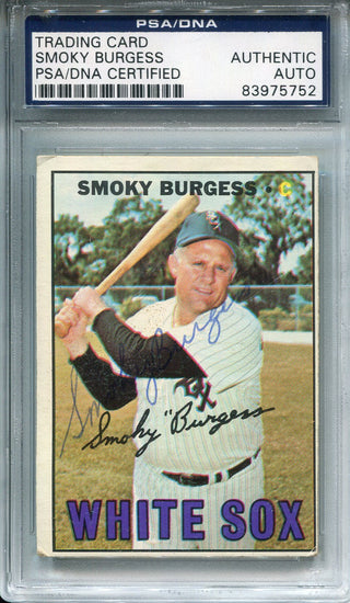 Smoky Burgess Autographed 1967 Topps Card (PSA)