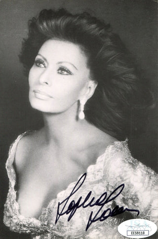 Sophia Loren Autographed 4x6 Card (JSA)