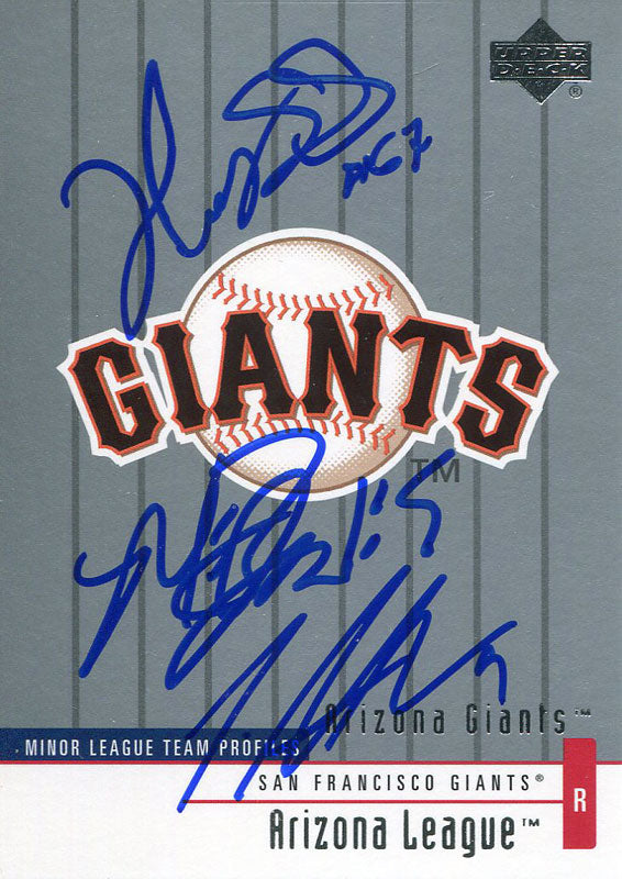 Madison Bumgarner Henry Sosa and Tim Alderson Autographed 2002 Upper Deck Card