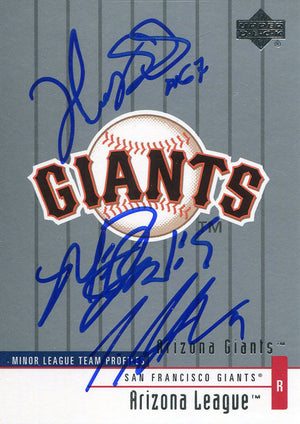 Madison Bumgarner Henry Sosa and Tim Alderson Autographed 2002 Upper Deck Card