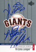 Madison Bumgarner Henry Sosa and Tim Alderson Autographed 2002 Upper Deck Card