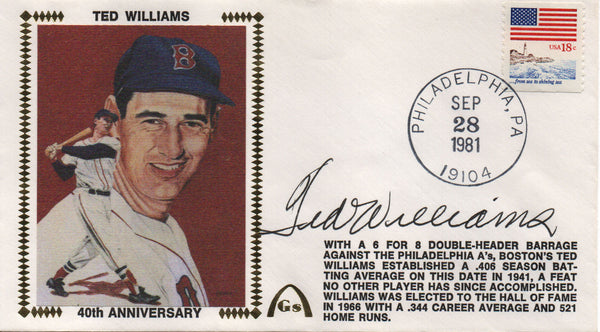 Ted Williams Autographed Sep 28 1981 First Day Cover