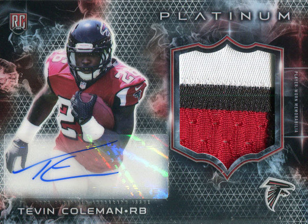 Tevin Coleman Autographed 2015 Topps Platinum Rookie Jersey Card