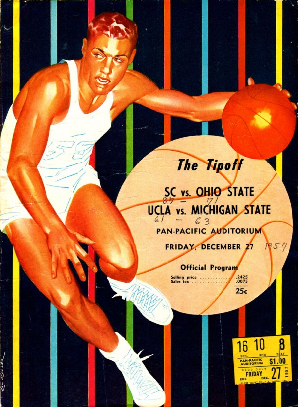 "The Tipoff" SC vs. Ohio State and UCLA vs. Michigan State 1957 Program w/ Ticket