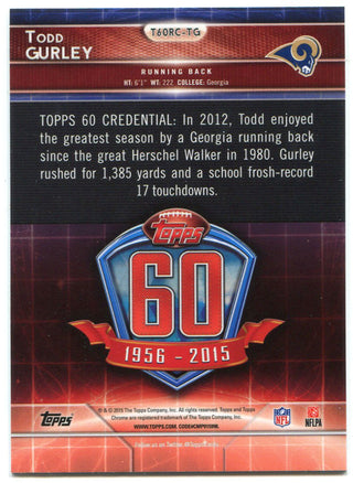 Todd Gurley 2015 Topps Rookie Card Back