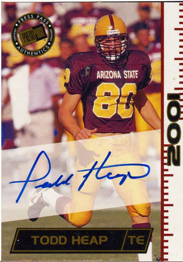 Todd Heap Autographed 2001 Press Pass Card