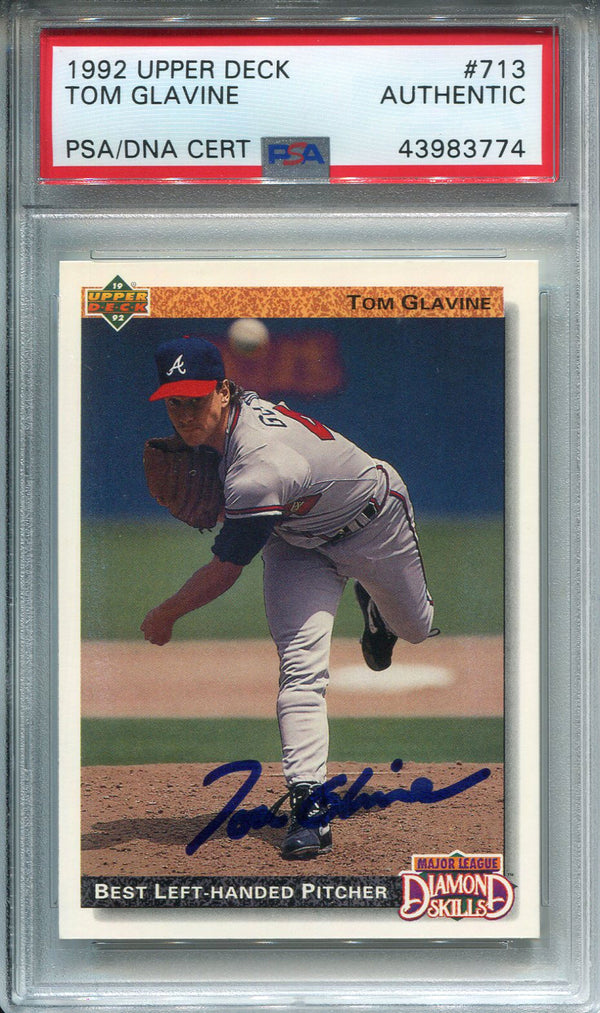 Tom Glavine Autographed 1992 Upper Deck Card (PSA)