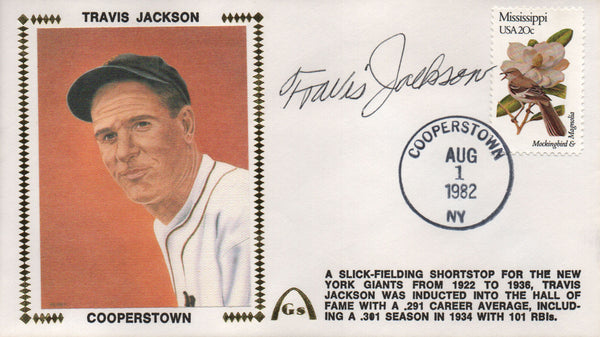Travis Jackson Autographed Aug 1, 1982 First Day Cover