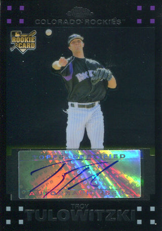 Troy Tulowtizki Autographed 2007 Topps Chrome Rookie Card Front