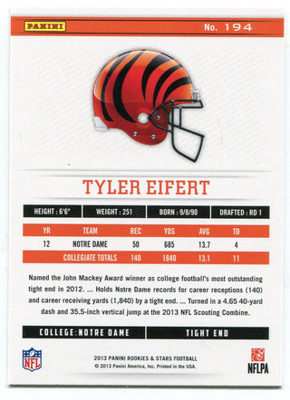 Tyler Eifert 2013 Panini Rookie & Stars Rookie Card Back