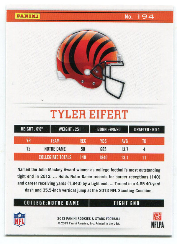 Tyler Eifert 2013 Panini Rookie & Stars Rookie Card Back