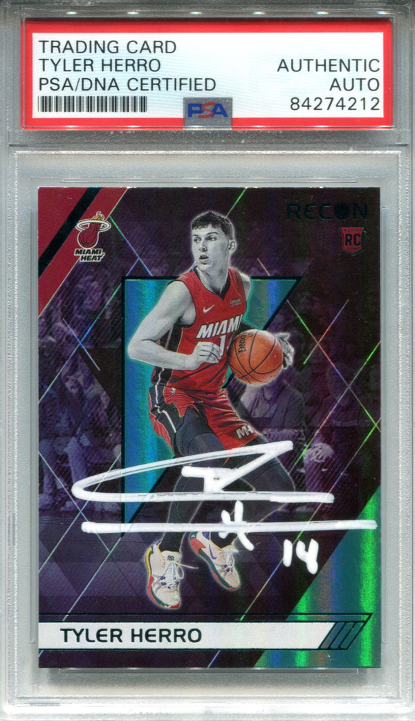 Tyler Herro Autographed 2019-20 Chronicles Recon Teal Rookie Card (PSA)