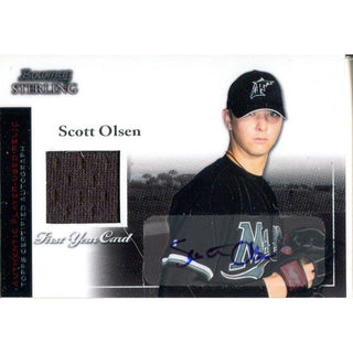 Scott Olsen Autographed Bowman Sterling Game Used Jersey Card