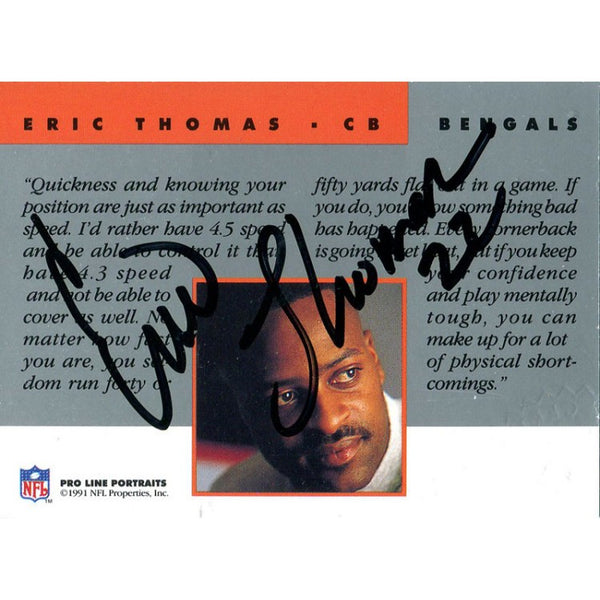 Eric Thomas Autographed 1991 Pro Set Card