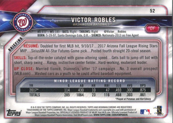 Victor Robles 2018 Bowman Chrome Rookie Card