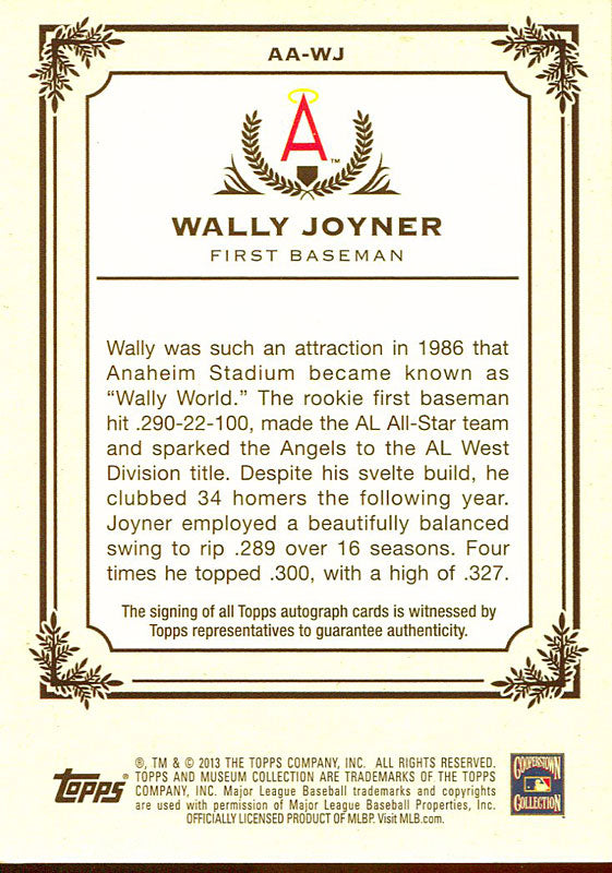 Wally Joiner Autographed 2013 Topps Museum Collection Card