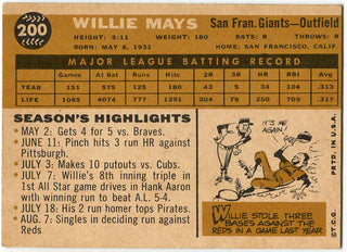 Willie Mays 1960 Topps Card #200