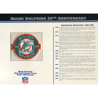 Miami Dolphins Unsigned 25th Anniversary Patch with Card