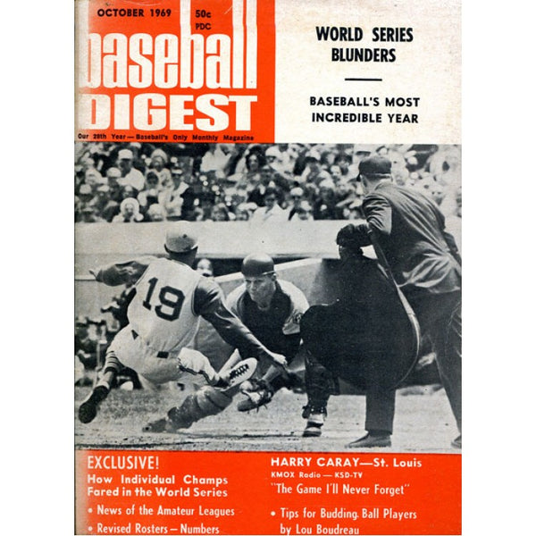 Baseball Digest Unsigned Program - October 1969