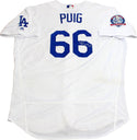 Yasiel Puig Autographed Game Used Los Angeles Dodgers Jersey (MLB) Back