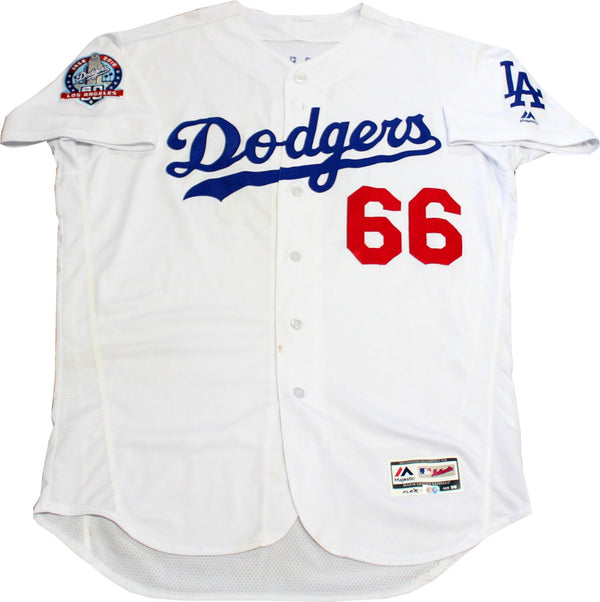 Yasiel Puig Autographed Game Used Los Angeles Dodgers Jersey (MLB) Front