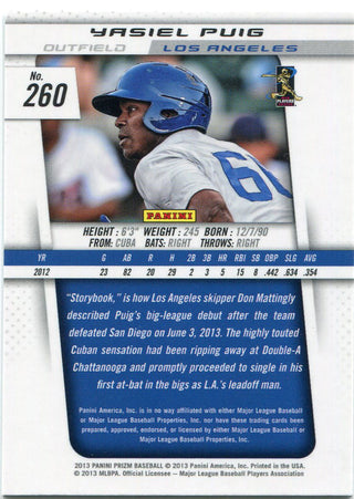 Yasiel Puig 2013 Panini Prizm Rookie Card Back