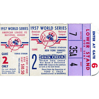 1957 Unsigned World Series Ticket