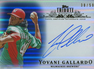 Yovani Gallardo Autographed 2013 Topps Tribute Card