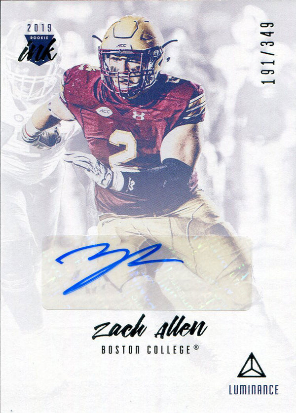 Zach Allen Autographed 2019 Panini Luminance Rookie Card