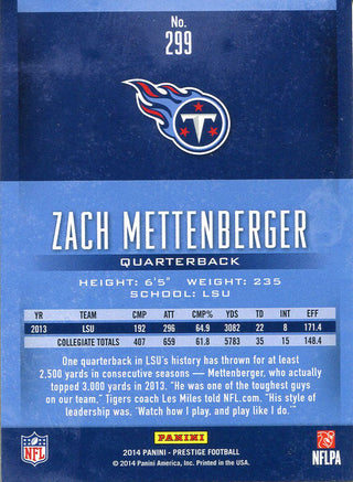 Zach Mettenberger Unsigned 2014 Panini Prestige Rookie Card