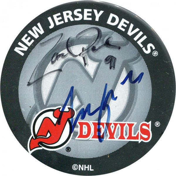 Scott Gomez & Zach Parise Autographed New Jersey Devils Puck